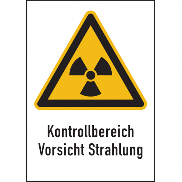 Dreifke® Warnschild Strahlenschutz Kontrollbereich Vorsicht Strahlung (WS 111) | Alu geprägt | 210x297 mm, 1 Stk