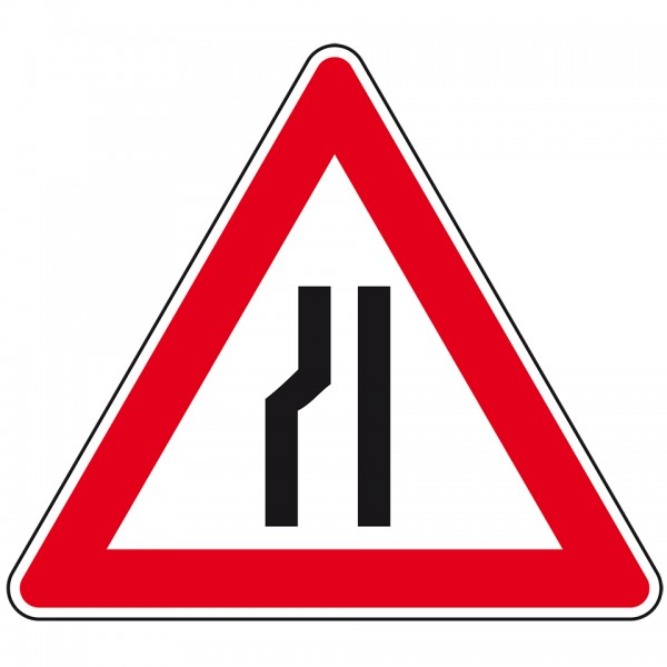 Verkehrszeichen Verengte Fahrbahn links, Nr.121-20,Aluminium RA2, reflektierend, SL 630mm