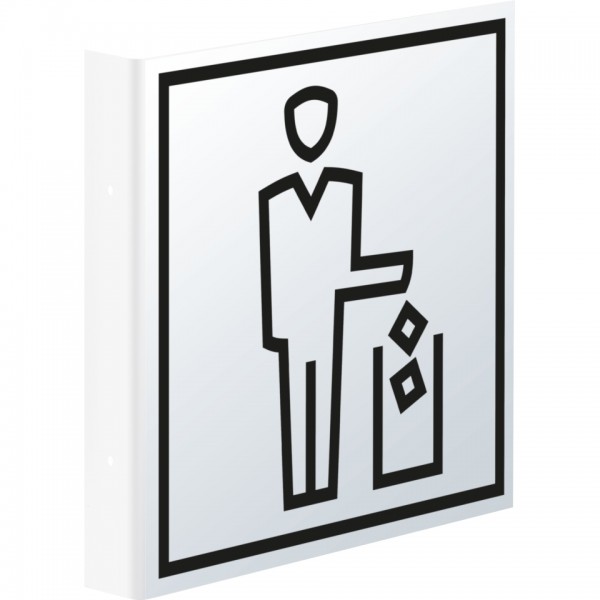 Dreifke® Schild I Tür-Fahnenschild Piktogramm Abfallbehälter, Kunststoff, 150x150mm