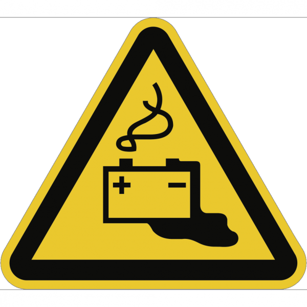 Dreifke® Schild Warnung vor Gefahren durch Batterien ISO 7010, Alu, 300 mm SL