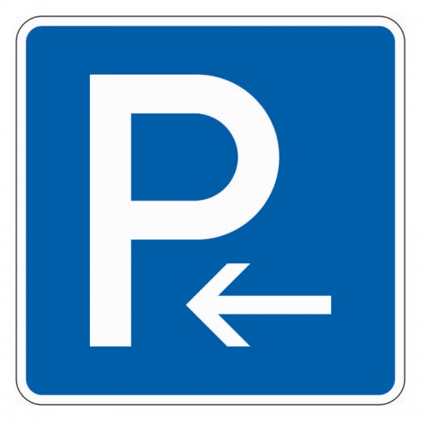 Schild I Verkehrszeichen Parkplatz links, Nr.314-10, Aluminium RA1, reflektierend, 600x600mm
