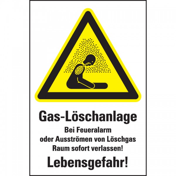 Schild I Warn-Kombischild CO2-Löschanlage, Kunststoff, 200x300mm, DIN EN ISO 7010 W041