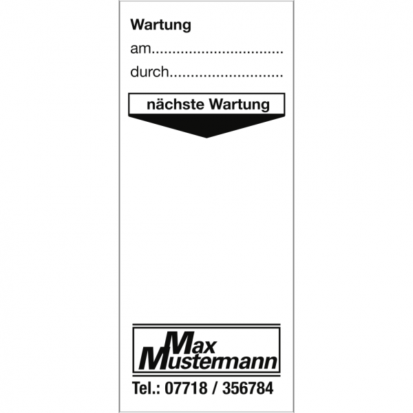 Dreifke® Aufkleber Grundplakette mit Text/Logo schwarz nach Wunsch, Folie, 30x60 mm, 250 Stk./Rolle