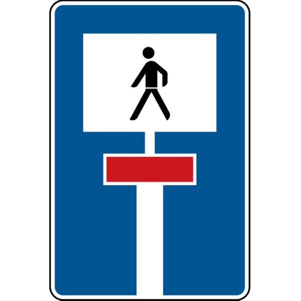 Schild Verkehrszeichen - Sackgasse für Fußgänger fr - 420x630x2 mm Aluminium 2 mm, RA1