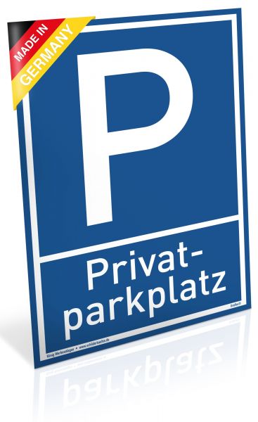 Dreifke® Schild Privat Parkplatz blau | stabiles Alu Schild mit UV-Schutz 20 x 30 cm