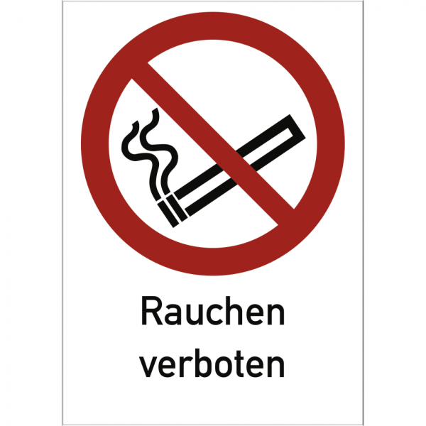 Dreifke® Schild Rauchen verboten ISO 7010, Kombischild, Kunststoff, 262x371 mm