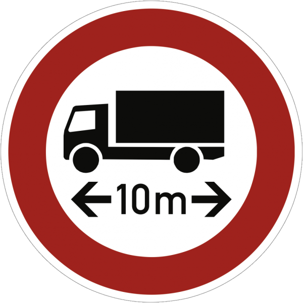 Verkehrsschild VZ266, Verbot für Fahrzeuge über... Länge, Alu, RA1, Ø 600 mm
