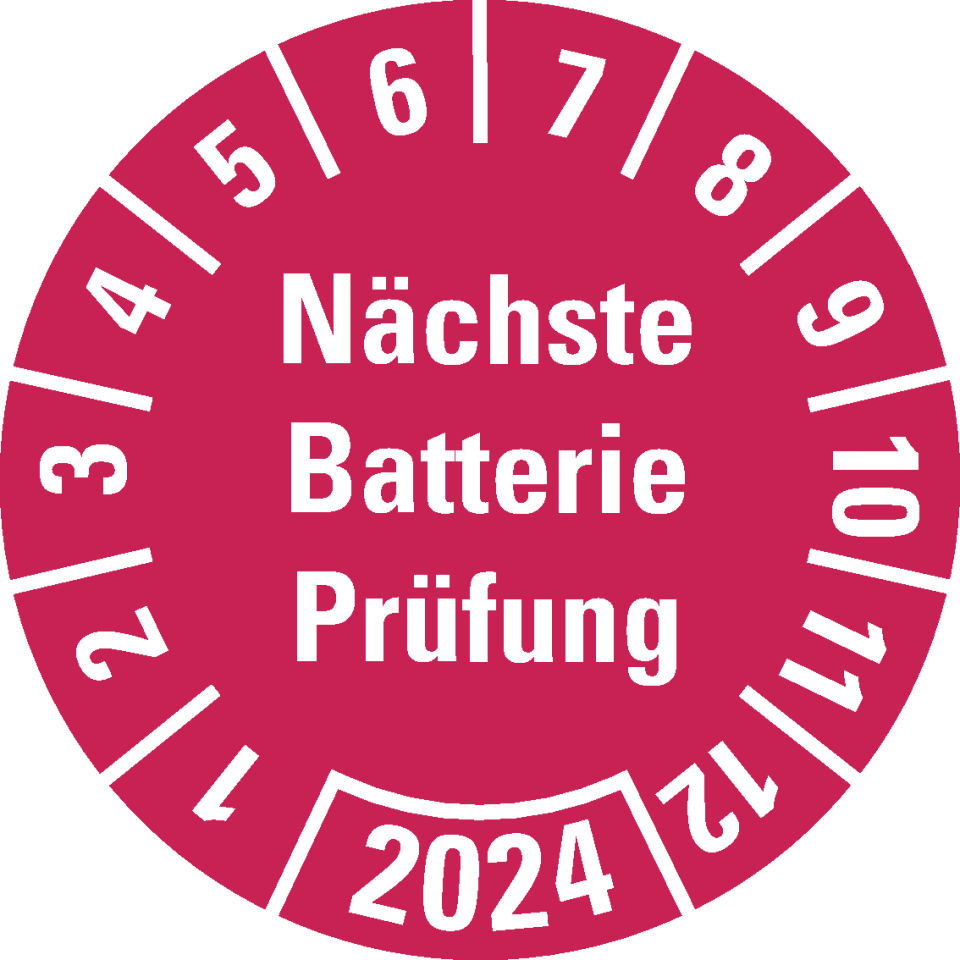 Prüfplaketten Batterie gewechselt 18 oder 30 mm Prüfetiketten 2019-2024 