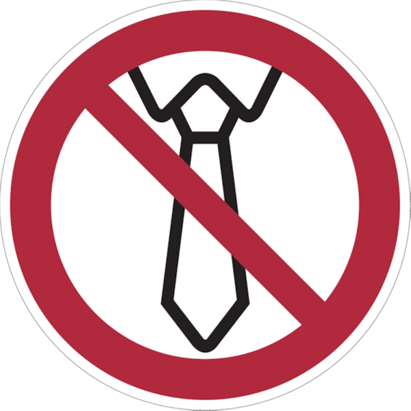 Dreifke® Aufkleber (Folie) &quot;Bedienung mit Krawatte verboten&quot;, Ø10cm, Folie selbstklebend, 1 Stück, Praxisbewährtes Gebotszeichen