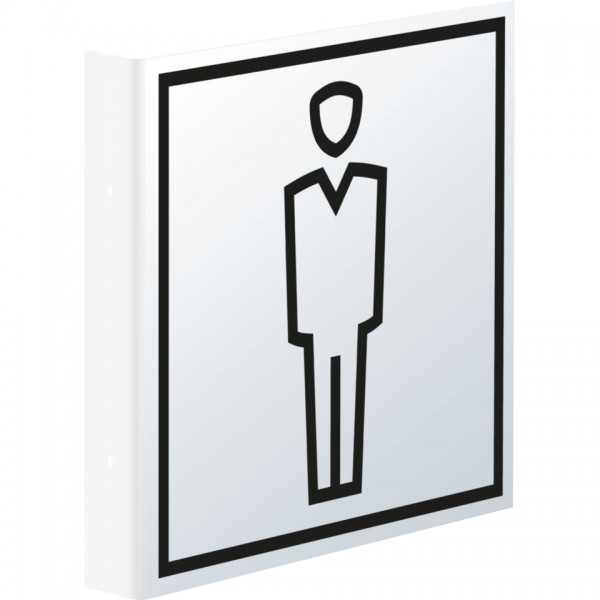 Dreifke® Schild I Tür-Fahnenschild Piktogramm WC Herren, Kunststoff, 150x150mm