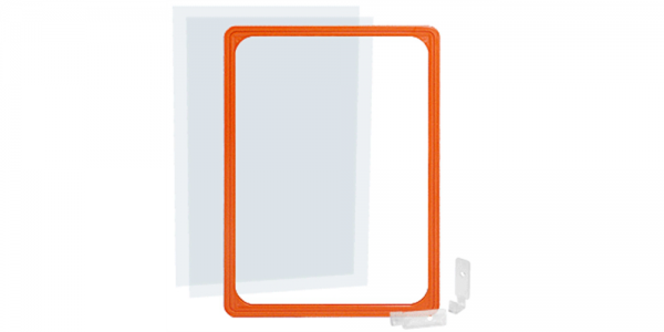 Schild Kunststoffrahmen DIN A4 orange, Kunststoff, 210x297 mm