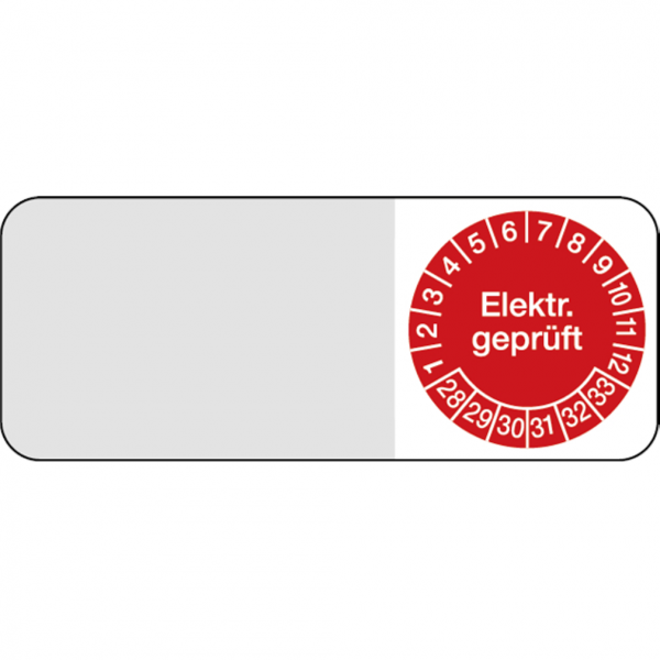 Dreifke® Kabelprüfplakette Elektr. geprüft für 28 rot/weiß - 50x20 mm Folie selbstklebend, 5 St