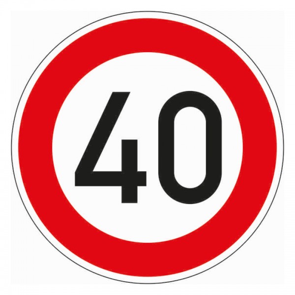 Schild I Verkehrszeichen Zulässige Höchstgeschwindigkeit 40, Nr.274-54, Aluminium RA0, reflektierend, Ø600mm