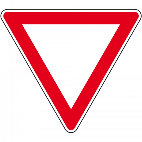 Schild I Verkehrszeichen Vorfahrt gewähren!, Nr.205, Aluminium RA0, reflektierend, SL 900mm, DIN 67520