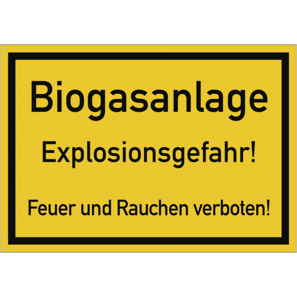 Dreifke® Biogasanlage-Explosionsgefahr! Feuer und Rauchen verb., Kunststoff, 200x140 mm