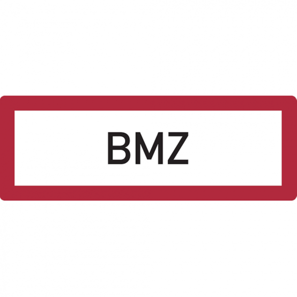 Dreifke® Aufkleber Feuerwehrschild, BMZ (Brandmeldezentrale) - DIN 4066 | Folie selbstklebend, langnachleuchtend | 297x105 mm, 1 Stk