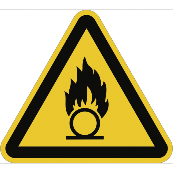 Dreifke® Schild Warnung vor brandfördernden Stoffen ISO 7010, Alu, 200 mm SL
