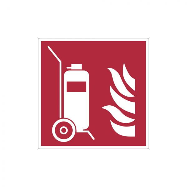 Dreifke® Brandschutzzeichen, Fahrbarer Feuerlöscher F009 - DIN EN ISO 7010 | Folie selbstklebend, langnachleuchtend | 200x200 mm