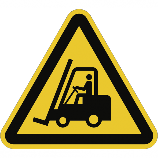 Dreifke® Schild Warnung vor Flurförderzeugen ISO 7010, Alu, 200 mm SL