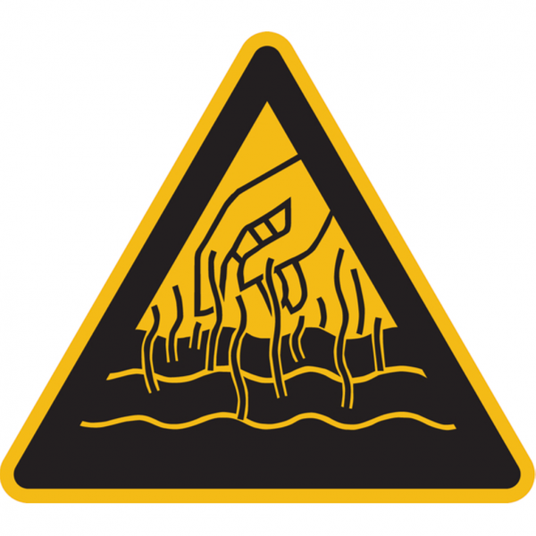 Dreifke® Warnschild, Warnung vor heißen Flüssigkeiten und Dämpfen - praxisbewährt | Folie selbstklebend | 100x0 mm, 1 Stk