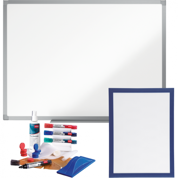 Dreifke® Vorteilsset Whiteboard, 1500x1000 mm, mit Zubehör-Set und 5 Magnetrahmen