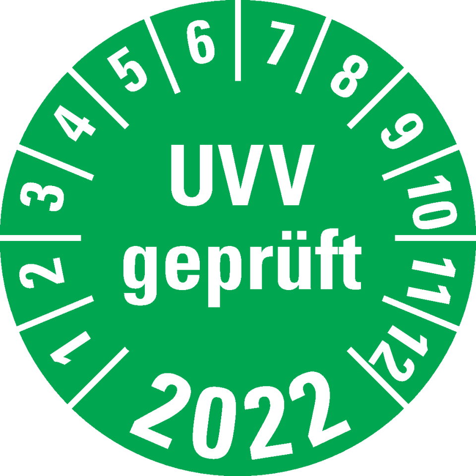 24x Prüfplakette Jahr 2022 Grün Prüfsiegel Ø 24mm Aufkleber Plakette UVV BGV 