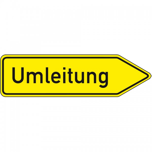 Schild I Verkehrszeichen Umleitungswegweiser rechtsweisend, Nr.454-20, Alu RA1, reflektierend, 1250x350mm, DIN 67520, nach StVO