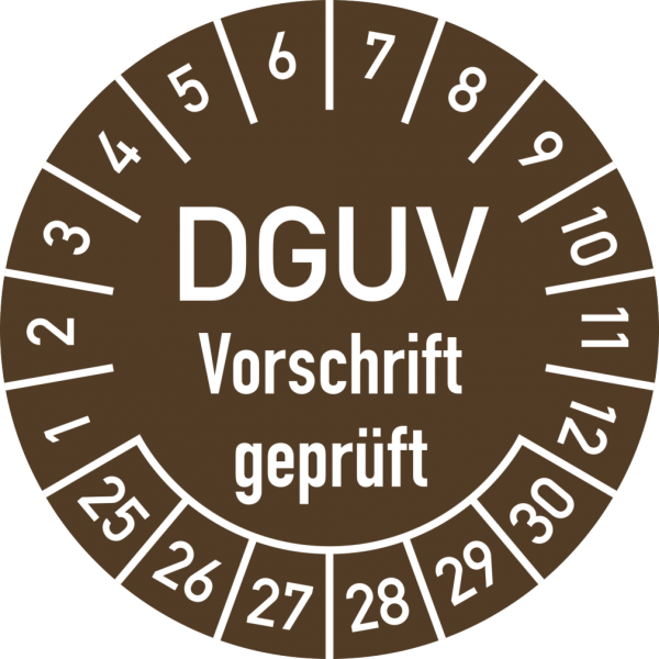 Dreifke® Prüfplakette DGUV Vorschrift geprüft,2025-2030,Dokumentenfolie,Ø30 mm,10 Stück/Bogen