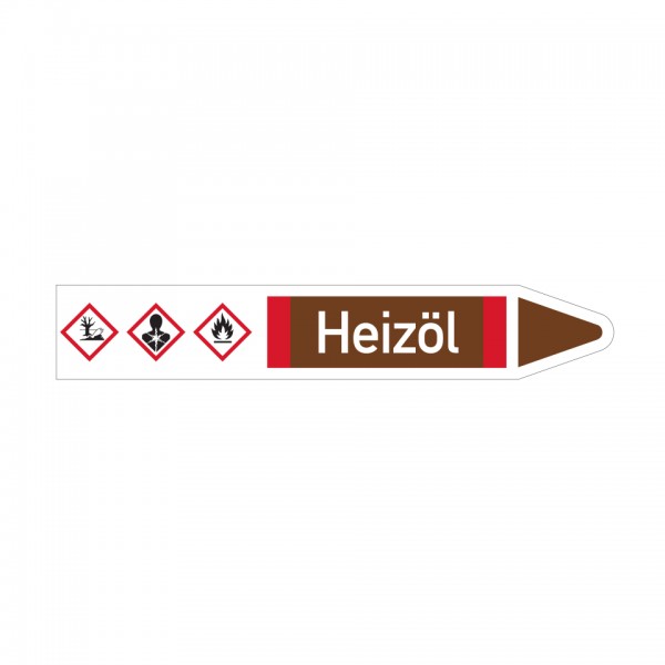Dreifke® Aufkleber I RKZ-Etikett Heizöl, rechts, DIN, braun/weiß/rot, für Ø 40-60mm, 218x37mm, 5 Stück