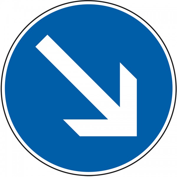 Schild I Verkehrszeichen Fahrtrichtung rechts vorbei, Nr.222-20, Aluminium RA2, reflektierend, Ø 600mm