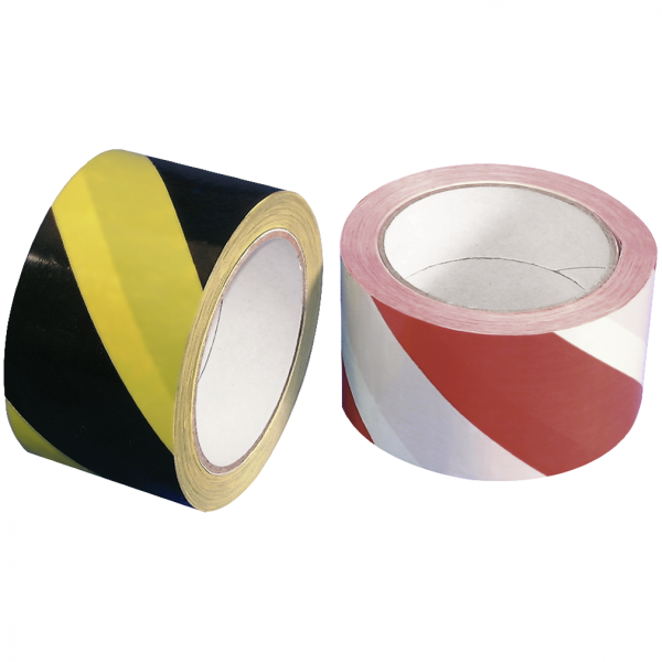 PVC-Warnband linksweisend, Folie, Rot-Weiß, 50 mm x 66 m