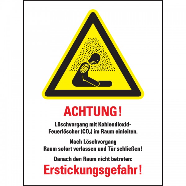 Dreifke® Schild I Warn-Kombischild CO²-Feuerlöscher - Löschen im Raum, ISO, Kunststoff, 300x400mm