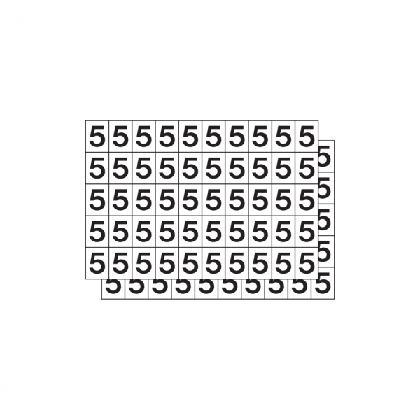 Dreifke® Klebezahlen, Ziffer 5, schwarz/weiß - 1 Bund = 100 Stk. | Folie selbstklebend | 26x33 mm, 100 Stk