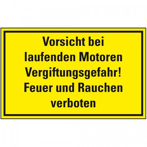 Dreifke® Schild I Hinweisschild Vorsicht bei laufenden Motoren Vergiftungsgefahr..., Kunststoff, 400x300mm
