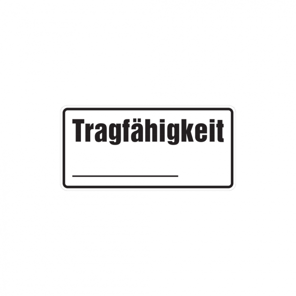 Dreifke® Regalschild, Tragfähigkeit - zum Selbstbeschriften | Folie selbstklebend | 200x100 mm, 1 Stk