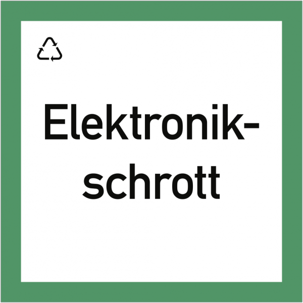 Dreifke® Wertstoffkennzeichnung &quot;Elektronikschrott&quot;, Kunststoff, 300x300 mm
