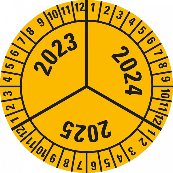 Ø 40mm gelb selbstklebend Dokumentenfolie Prüfplakette 2019-2021 10/Bogen 
