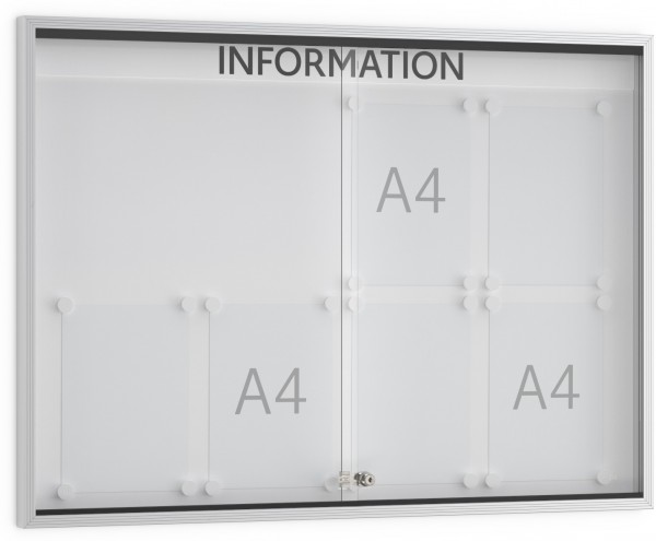 Mit System perfekt kommunizieren: ORGASTAR Super-Tafel M - 10 x DIN A4 - Einseitig - 40 mm Bautiefe - Vitrine
