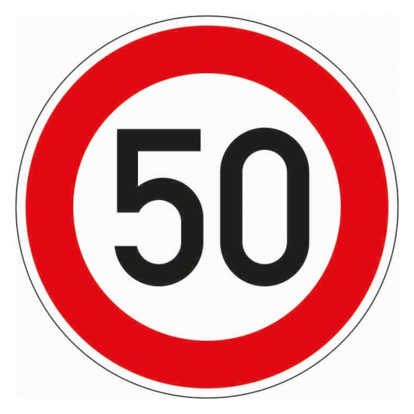Schild I Verkehrszeichen Zulässige Höchstgeschwindigkeit 50, Nr.274-55, Aluminium RA1, reflektierend, Ø600mm