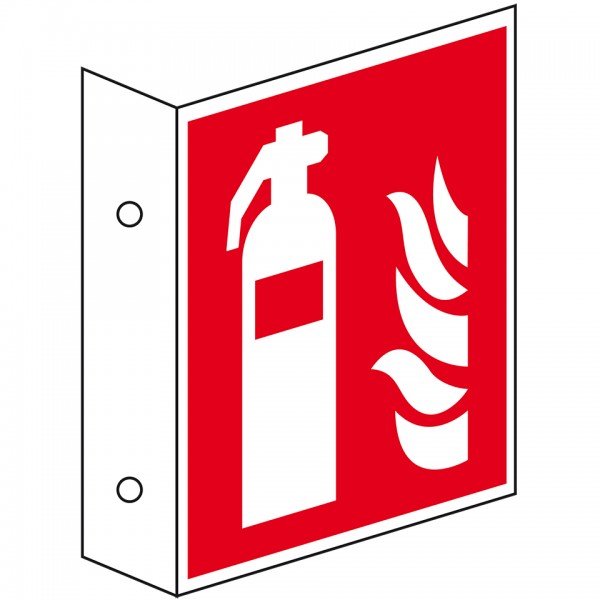 Dreifke® Schild I Brandschutz-Fahnenschild Feuerlöscher, Kunststoff, 150x150mm, ASR A1.3, DIN EN ISO 7010 F001