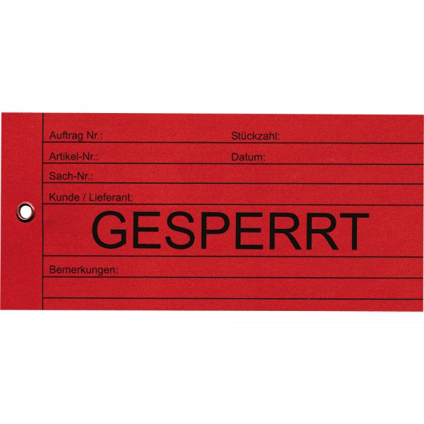 Anhänger Gesperrt, rot, Karton, 66x140mm, 100/VE