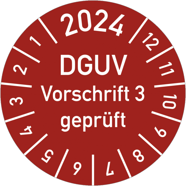 Dreifke® Prüfplakette 2024 DGUV Vorschrift 3 geprüft, Dokumentenfolie, Ø 15 mm,10 St./Bo.