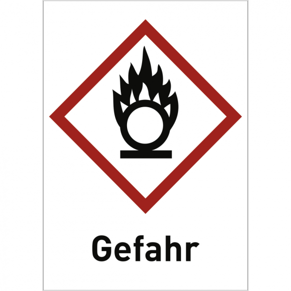 Dreifke® Aufkleber Oxidierend (GHS 03) Gefahr, Folie, 26x37 mm, 12 Stück/Bogen