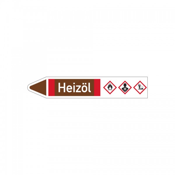 Dreifke® Aufkleber I RKZ-Etikett Heizöl, links, DIN, braun/weiß/rot, für Ø 15-25mm, 96x17mm, 8 Stück