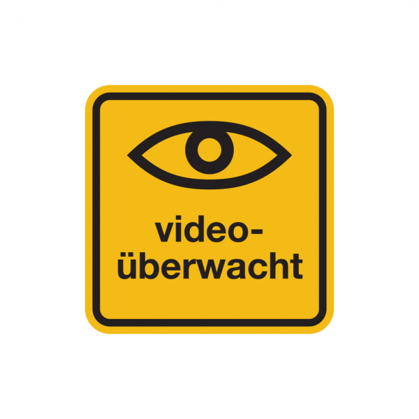 Dreifke® Hinweisschild, videoüberwacht - mit Auge | Folie selbstklebend | 50x50 mm, 1 Stk