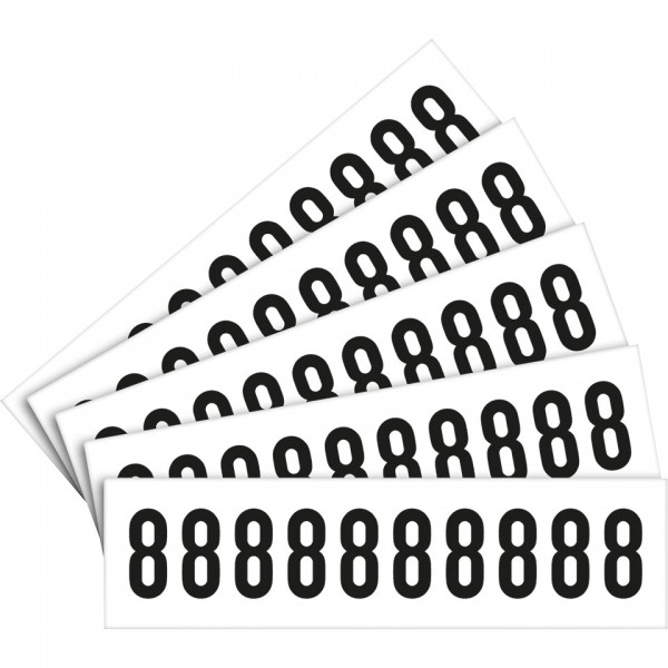 Dreifke® Aufkleber I Ziffer 8, weiß/schwarz, Folie, Schrifthöhe: 40mm, 52,9x23,8mm, 5 Bogen/VE, 10/Bogen