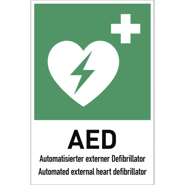 Dreifke® Schild Automatisierter externer Defibrillator (AED), Kombischild, Alu, 400x600 mm