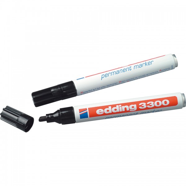 edding Marker 3300, wasserfest, schwarz, Keilspitze: 1-5mm, 10 Stifte/VE