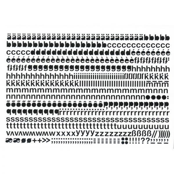 Aufkleber Kleinbuchstaben schwarz, Folie, 10 mm, 1 Bogen