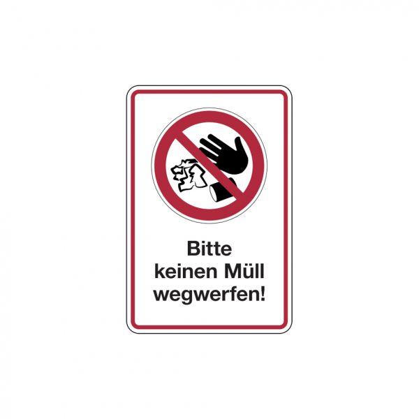 Dreifke® Verbotsschild, Bitte keinen Müll wegwerfen!, 300 x 200 mm, Aluverbund 1 Stk.